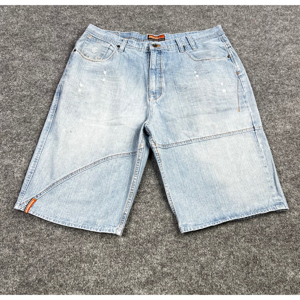 Rocawear Mens Baggy Denim Shorts Light Wash Y2K Hip Hop Streetwear Size 40